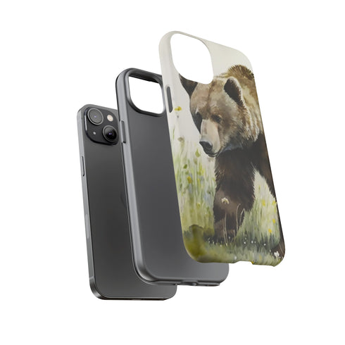 Grizzly Bear in a Field - Impact Resistant Phone Case